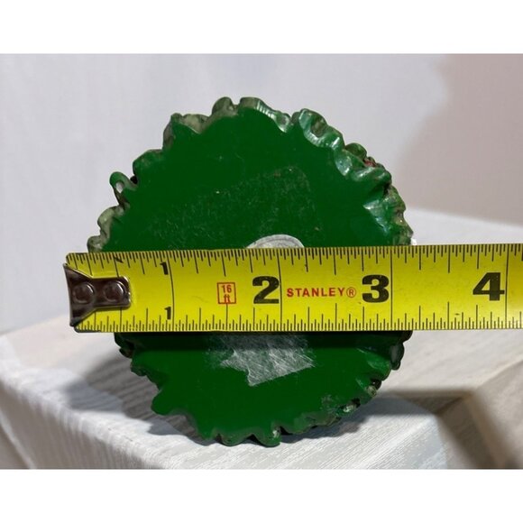 2 Christmas Tree Decor Frosted Satin Art Glass 6" Resin Tree w/ Holly Berries 8" - Picture 10 of 11